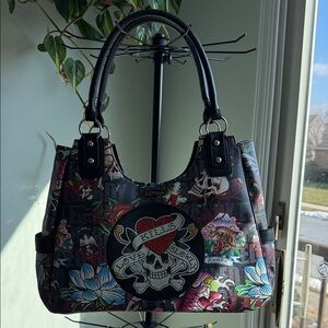 SOLD - Ed Hardy Black and Multicolor Shoulder Bag